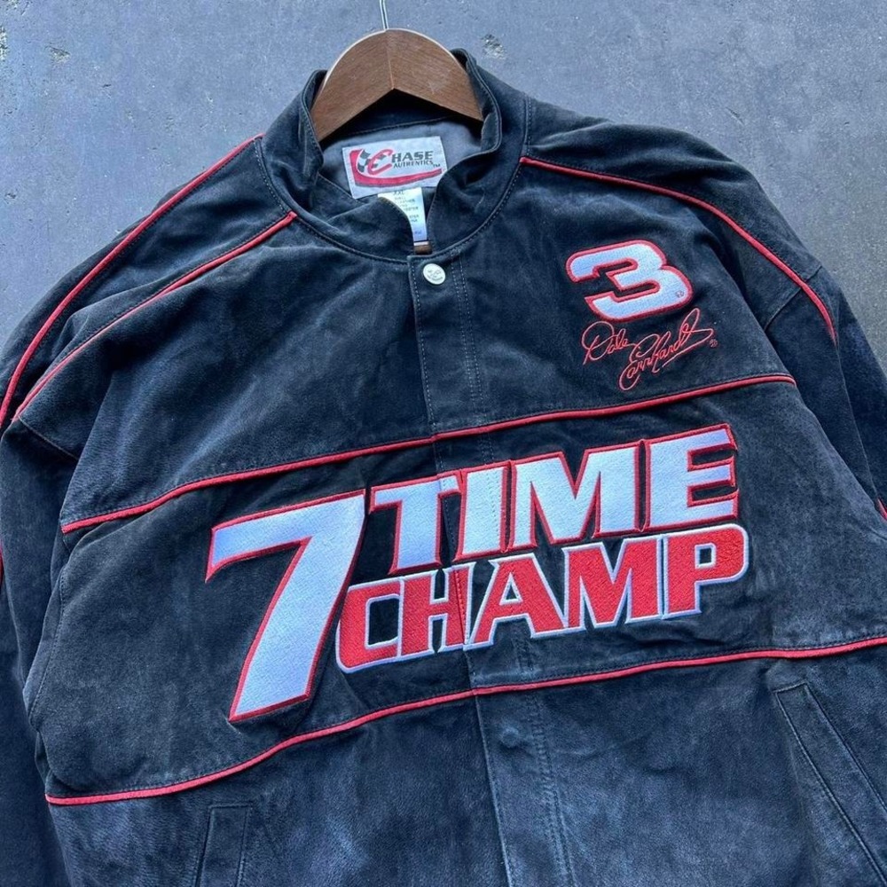 Vintage Dale Earnhardt 7 Time Champ Suede Leather NASCAR Jacket Sz XL - Picture 2 of 6